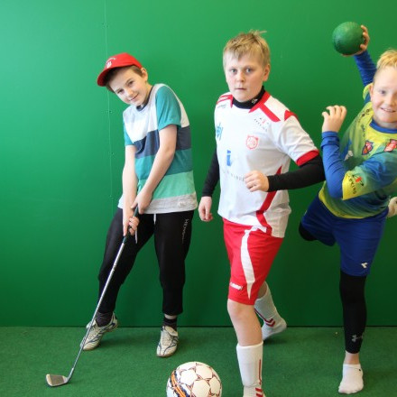 Íþróttaliðið stillti sér upp