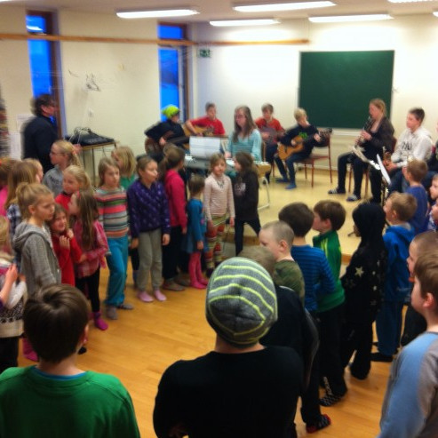 Frá æfingu í morgun