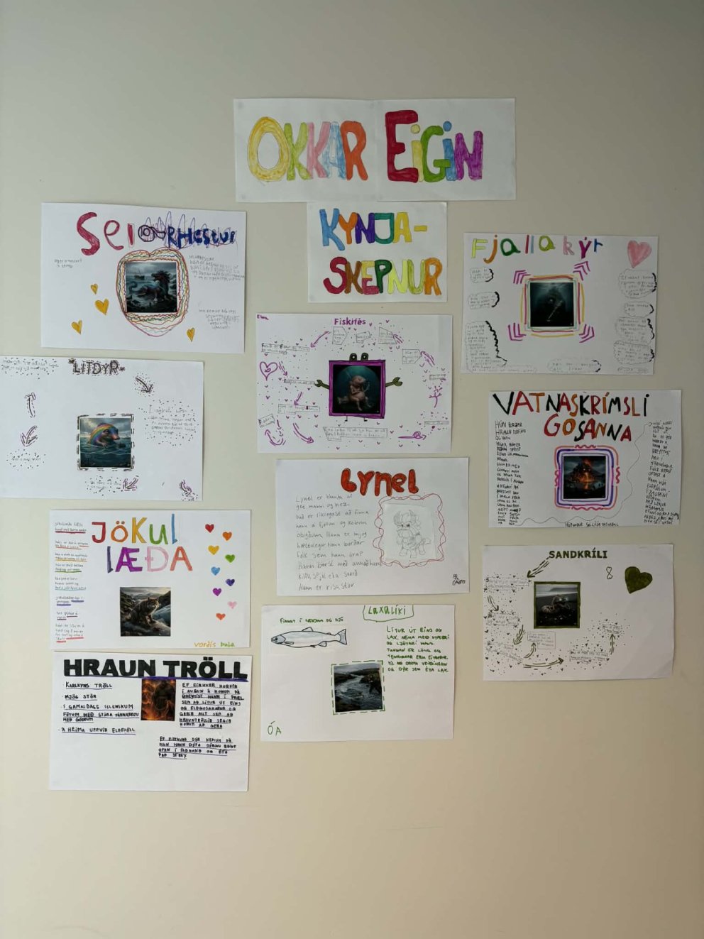 Hérna má sjá kynjaskepnur sem nemendur sköpuðu