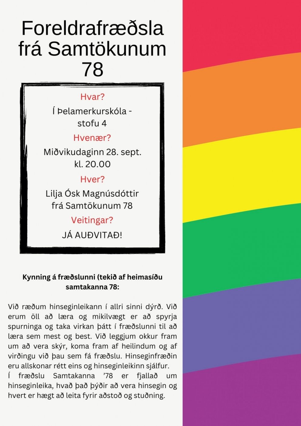 Fræðslukvöld fyrir foreldra