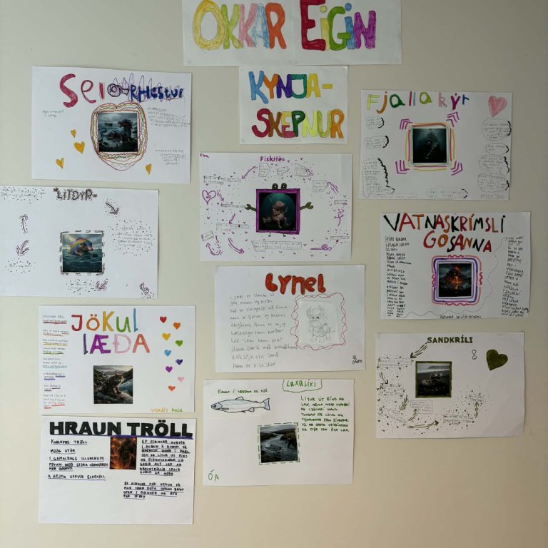 Hérna má sjá kynjaskepnur sem nemendur sköpuðu