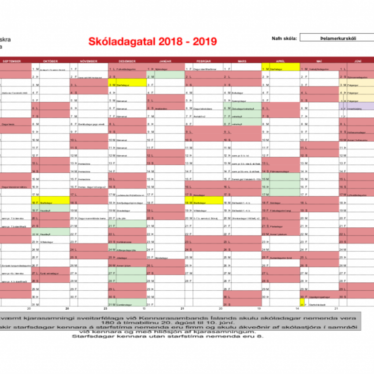 Skóladagatal 2018-2019
